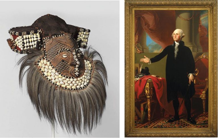 A Kuba mask and a founding father meet at the Brooklyn Museum